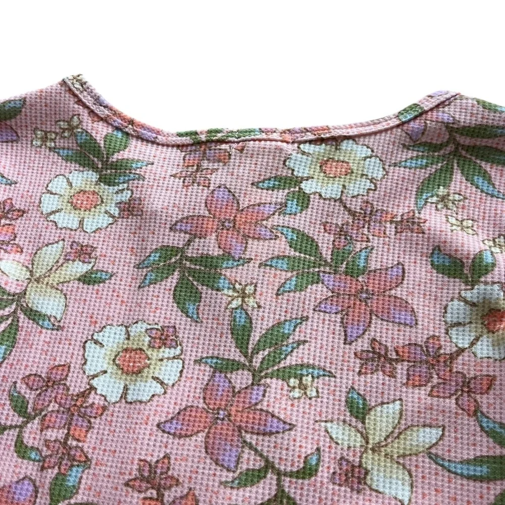 Billabong Girl's Med Pink Feelin Peachy Floral Smore Fun Thermal Long Sleeve Top